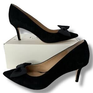 NEW Ralph Lauren Lanette Black Bow Pumps Size 8 Suede Pointy Toe Heels NWT